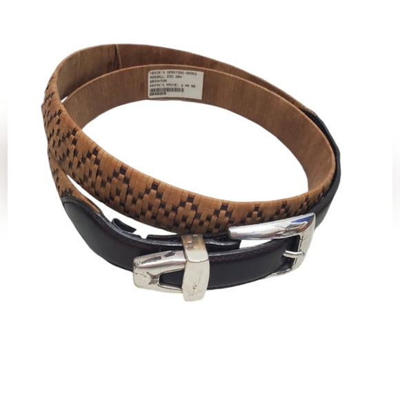 Brighton Onyx Braided Brown Belt Silver Buckle Western Hunting - Picture 14 of 14